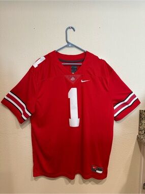 Nike Red Men's Football Jersey with White Number and Black-Trim Sleeves—Size XXL